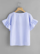 Pijo Striped Embroidery Blouse