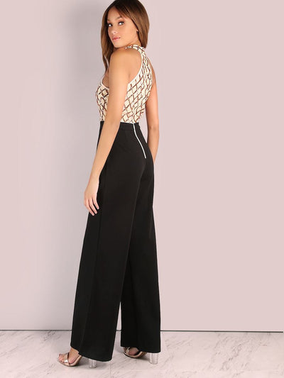 Sequin<b style="color:White;"><font size="1"> -</font></b>Diamond<b style="color:White;"><font size="1"> -</font></b>Tailored Wide Leg Jumpsuit