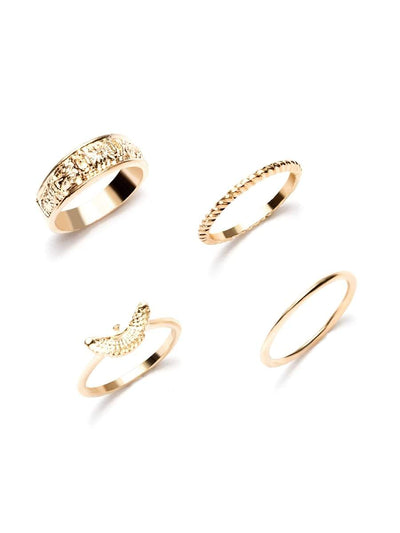 Gold<b style="color:White;"><font size="1"> -</font></b>Plated Embellished Ring Set