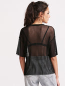 Drop<b style="color:White;"><font size="1"> -</font></b>Shoulder Boxy Sheer Mesh Top