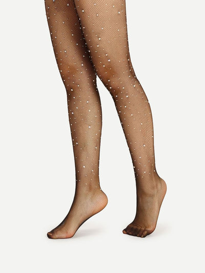 Rhinestone Embellished Tights