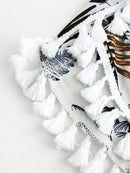 Palm<b style="color:White;"><font size="1"> -</font></b>Leaf<b style="color:White;"><font size="1"> -</font></b>Random Tassel Trim Shorts