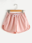 Drawstring<b style="color:White;"><font size="1"> -</font></b>Waist Dolphin Hem Shorts