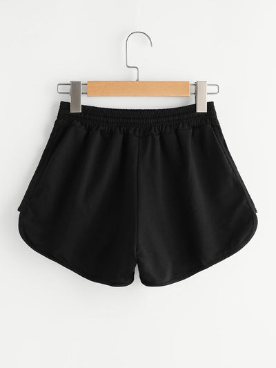 Drawstring<b style="color:White;"><font size="1"> -</font></b>Waist Dolphin Hem Shorts