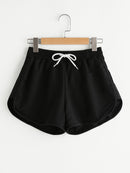 Drawstring<b style="color:White;"><font size="1"> -</font></b>Waist Dolphin Hem Shorts