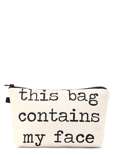 Slogan<b style="color:White;"><font size="1"> -</font></b>Print Zipper Cosmetic Bag