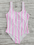 Vertical Strap Low Back One Piece Swimsuit