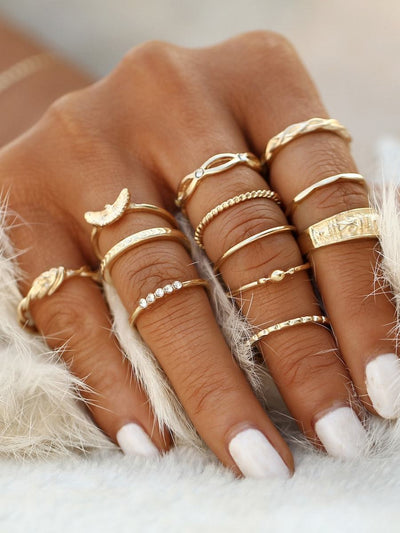 Gold<b style="color:White;"><font size="1"> -</font></b>Plated Embellished Ring Set