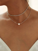 Faux<b style="color:White;"><font size="1"> -</font></b>Pearl<b style="color:White;"><font size="1"> -</font></b>Pendant Rhinestone Choker Necklace 2pcs