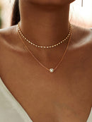 Faux<b style="color:White;"><font size="1"> -</font></b>Pearl<b style="color:White;"><font size="1"> -</font></b>Pendant Rhinestone Choker Necklace 2pcs