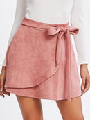 Self<b style="color:White;"><font size="1"> -</font></b>Belted<b style="color:White;"><font size="1"> -</font></b>Suede Staggered Skirt