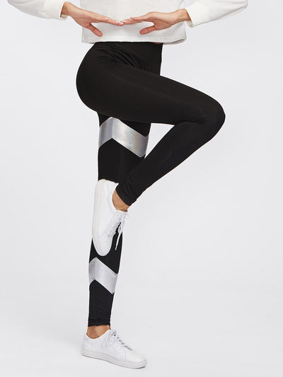 Metallic<b style="color:White;"><font size="1"> -</font></b>Chevron Panel Detail Leggings