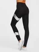 Metallic<b style="color:White;"><font size="1"> -</font></b>Chevron Panel Detail Leggings