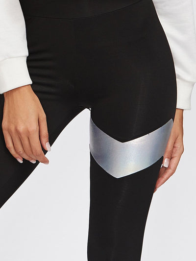 Metallic<b style="color:White;"><font size="1"> -</font></b>Chevron Panel Detail Leggings