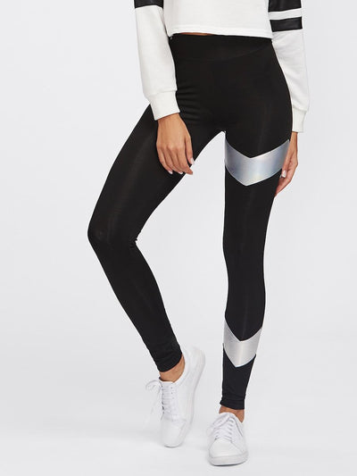 Metallic<b style="color:White;"><font size="1"> -</font></b>Chevron Panel Detail Leggings