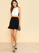 Flounce<b style="color:White;"><font size="1"> -</font></b>Hem Solid Skirt