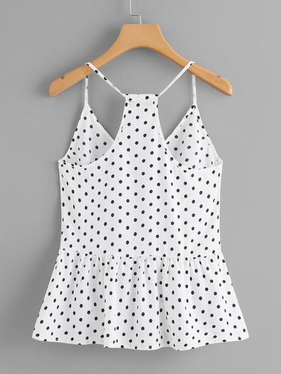 Polka<b style="color:White;"><font size="1"> -</font></b>Dot<b style="color:White;"><font size="1"> -</font></b>Ruffle Hem Cami Top