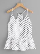 Polka<b style="color:White;"><font size="1"> -</font></b>Dot<b style="color:White;"><font size="1"> -</font></b>Ruffle Hem Cami Top