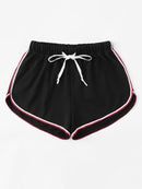 Striped<b style="color:White;"><font size="1"> -</font></b>Dolphin Hem Drawstring Shorts