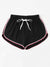 Striped<b style="color:White;"><font size="1"> -</font></b>Dolphin Hem Drawstring Shorts