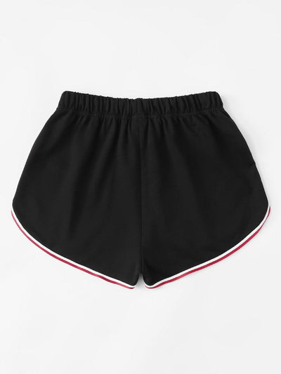 Striped<b style="color:White;"><font size="1"> -</font></b>Dolphin Hem Drawstring Shorts