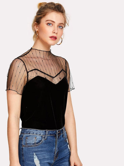 Mesh<b style="color:White;"><font size="1"> -</font></b>Panel Velvet Top