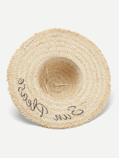 Embroidered<b style="color:White;"><font size="1"> -</font></b>Letter Straw Hat