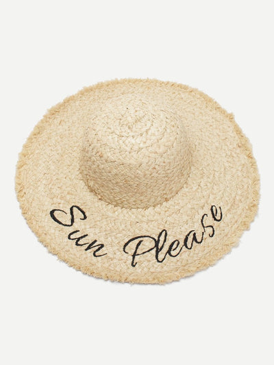 Embroidered<b style="color:White;"><font size="1"> -</font></b>Letter Straw Hat