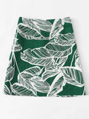 Leaves<b style="color:White;"><font size="1"> -</font></b>Print Button Front Skirt