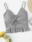 Frill<b style="color:White;"><font size="1"> -</font></b>Trim<b style="color:White;"><font size="1"> -</font></b>Knot Front Cami Top