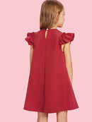 Girls<b style="color:White;"><font size="1"> -</font></b>Ruffle Armhole Trapeze Dress