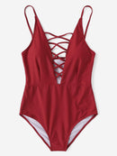 Neon<b style="color:White;"><font size="1"> -</font></b>Criss Cross Plunging One Piece Swimsuit