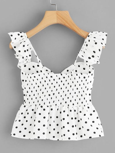 Twist<b style="color:White;"><font size="1"> -</font></b>Front<b style="color:White;"><font size="1"> -</font></b>Polka Dot Crop Peplum Top