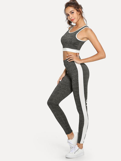 Contrast<b style="color:White;"><font size="1"> -</font></b>Panel Sporty Bra and Leggings Set