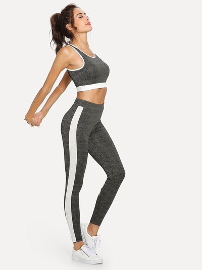 Contrast<b style="color:White;"><font size="1"> -</font></b>Panel Sporty Bra and Leggings Set