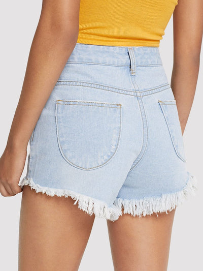 Faded<b style="color:White;"><font size="1"> -</font></b>Raw Hem Denim Shorts