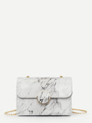 Metal<b style="color:White;"><font size="1"> -</font></b>Ring<b style="color:White;"><font size="1"> -</font></b>Decor Marble Print Chain Bag