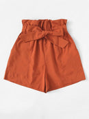 Ruffle<b style="color:White;"><font size="1"> -</font></b>Waist<b style="color:White;"><font size="1"> -</font></b>Self Tie Paperbag Shorts