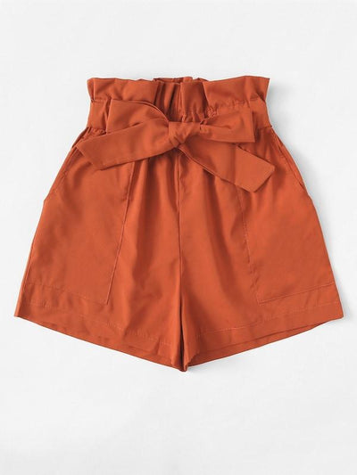 Ruffle<b style="color:White;"><font size="1"> -</font></b>Waist<b style="color:White;"><font size="1"> -</font></b>Self Tie Paperbag Shorts