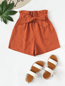 Ruffle<b style="color:White;"><font size="1"> -</font></b>Waist<b style="color:White;"><font size="1"> -</font></b>Self Tie Paperbag Shorts