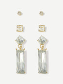 Crystal<b style="color:White;"><font size="1"> -</font></b>Bar<b style="color:White;"><font size="1"> -</font></b>Stud & Drop Earrings 3pairs