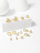 Triangle & <b style="color:White;"><font size="1"> -</font></b>Sun Stud Earrings 7pairs