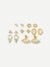 Triangle & <b style="color:White;"><font size="1"> -</font></b>Sun Stud Earrings 7pairs