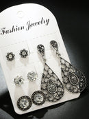 Hollow<b style="color:White;"><font size="1"> -</font></b>Rhinestone Earrings 4pairs