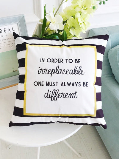 Striped<b style="color:White;"><font size="1"> -</font></b>Detail<b style="color:White;"><font size="1"> -</font></b>Slogan Print Pillowcase 1pc