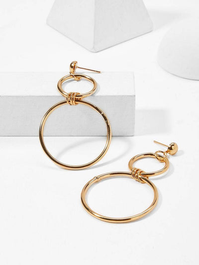 Double<b style="color:White;"><font size="1"> -</font></b>Layered<b style="color:White;"><font size="1"> -</font></b>Circle Hoop Drop Earrings 1pair