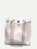 Clear<b style="color:White;"><font size="1"> -</font></b>Chain<b style="color:White;"><font size="1"> -</font></b>Tote Bag With Inner Pouch