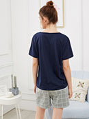 Cat<b style="color:White;"><font size="1"> -</font></b>&<b style="color:White;"><font size="1"> -</font></b>Letter Print Pajama Set