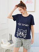 Cat<b style="color:White;"><font size="1"> -</font></b>&<b style="color:White;"><font size="1"> -</font></b>Letter Print Pajama Set