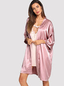 Solid<b style="color:White;"><font size="1"> -</font></b>Self Belted Robe